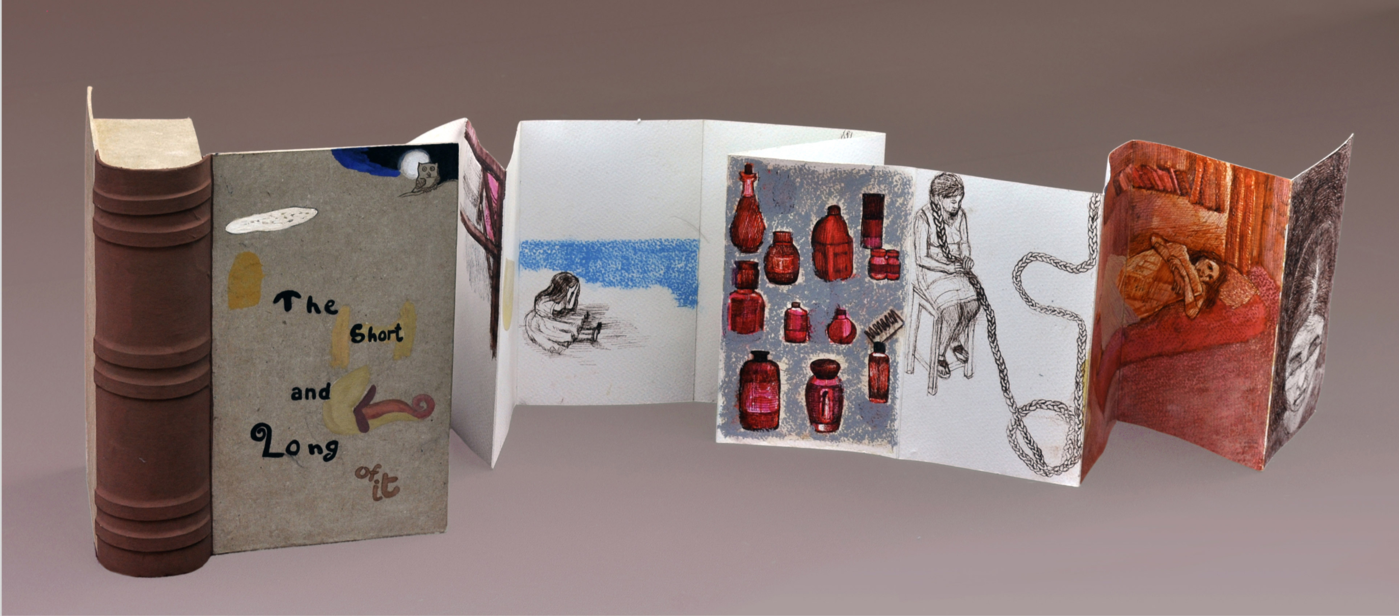 Accordian Book, Gouache and Water color on paper, 55x7 inches