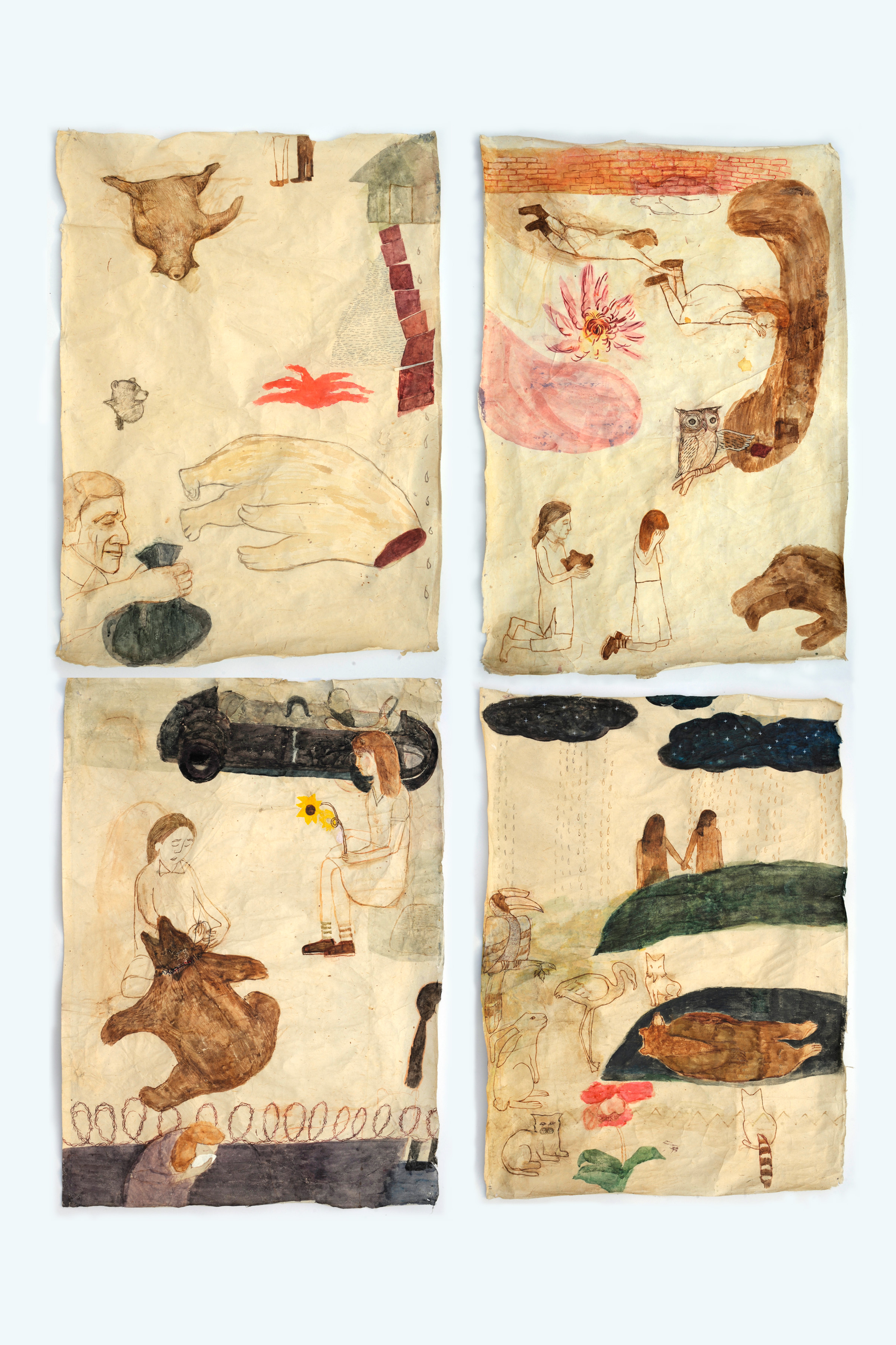 Gouache and water colours on rice paper, 24x32 inches